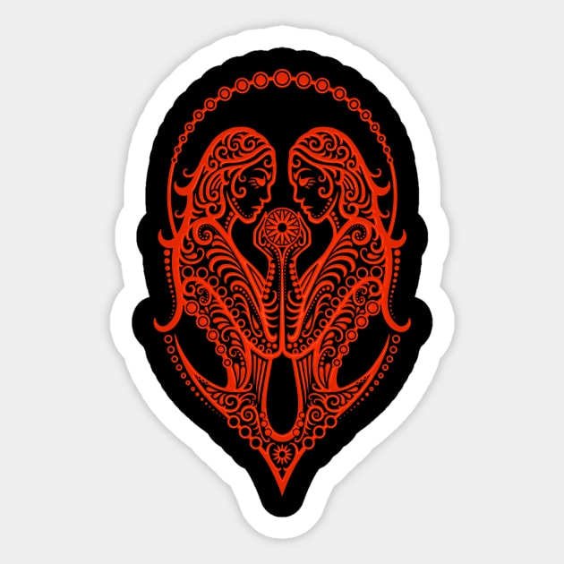 Red Gemini Zodiac Sign Sticker by jeffbartels